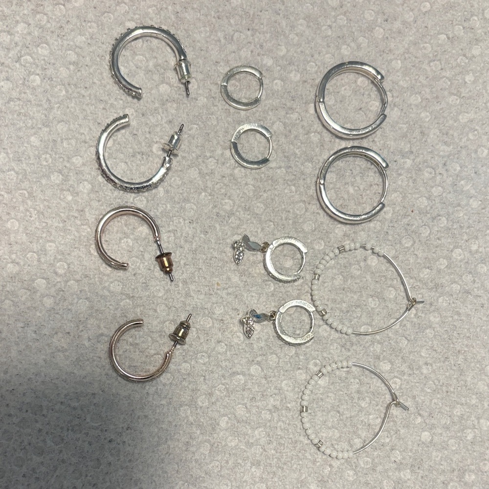 Elegant Silver Hoop Earrings Set